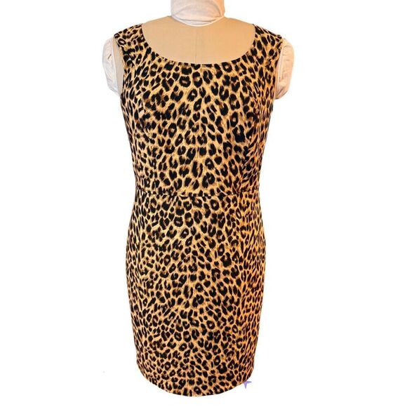 Leslie Stuart Leopard Print Dress Sz. 10 Lined Back Zip Career Party - Picture 7 of 10